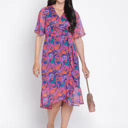 DRAAX Fashions Floral Printed Tie Up Ruffled A-Line Dress-picture-35