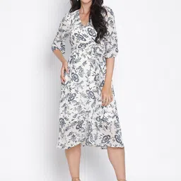 DRAAX Fashions Floral Printed Tie Up Ruffled A-Line Midi Dress-picture-39