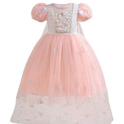 StyleCast x Revolte Girls Pink & White Self Design Round Neck Gown Maxi Dress-picture-41