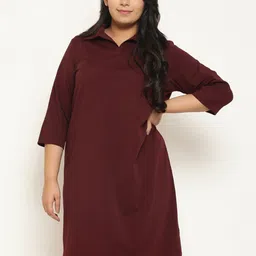 Amydus Plus Size Shirt Collar A-Line Dress image 1