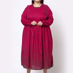 KLOTTHE Red Floral Printed Midi Dress image 1