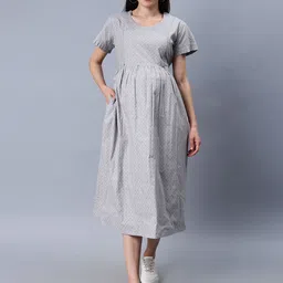 NIGHTSPREE Striped Maternity Empire Midi Dress-image-20
