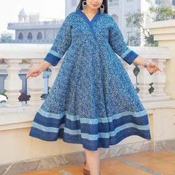 IKRASS Women Floral Printed Empire MidiCotton Dress-image-18
