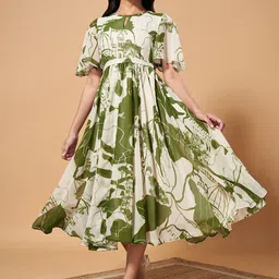 Marigold Lane Abstract Printed Keyhole Neck Fit And Flare Midi Dress-picture-24