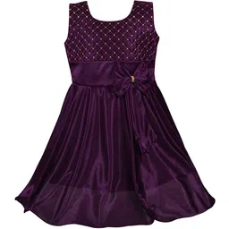 Wish Karo Infant Girls Purple Satin Dress-picture-22