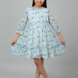 Cantabil Girls Floral Printed Round Neck Georgette Fit & Flare Dress-picture-12