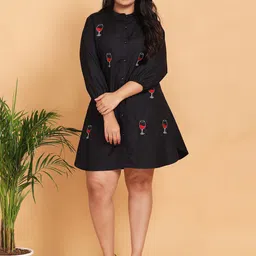 LastInch Black Embroidered Shirt Dress-picture-38