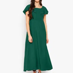 Indietoga Cape Sleeves Crepe Fit & Flare Maxi Dress-picture-32