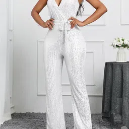 bebe Women Sequinned Self Design shoulder strap Jumpsuit-picture-12