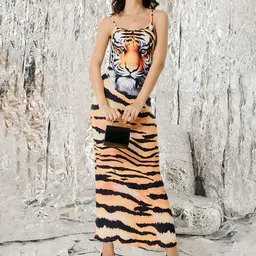 TANDUL Animal Printed Sheath Maxi Dress-picture-27