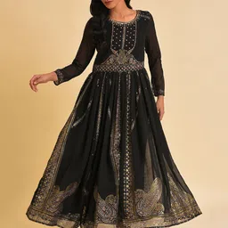 WISHFUL Ethnic Motifs Printed Embroidered Fit & Flare Maxi Ethnic Dress image 1