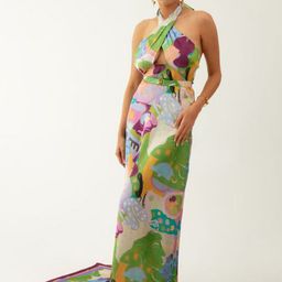 Tizzi Printed Halter Neck Swimwear Cover Up Top-picture-0