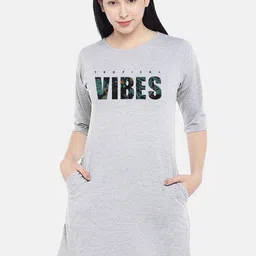 STATUS MANTRA Grey Print T-shirt Dress-picture-15