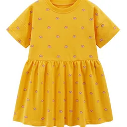 StyleCast Orange Girls Conversational Printed Gathered Detail Cotton T-shirt Dress-picture-22