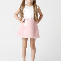KATE & OSCAR Girls Pink & White Georgette A-Line Dress-picture-43