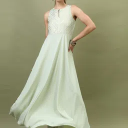 Vishudh Green Ethnic Motifs Maxi Dress-picture-22