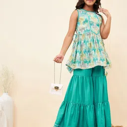 Stylo Bug Girls Floral Printed Gotta Patti Kurti With Sharara-picture-13