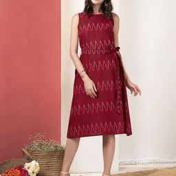 Anouk Abstract Printed Sleeveless Cotton A-Line Dress-picture-21