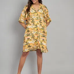 Amagyaa Floral Print Flared Sleeve A-Line Dress image 1