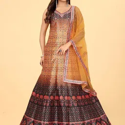 EthnicTree Ethnic Motif Printed Silk Maxi Gown Ethnic Dress With Dupatta-picture-15