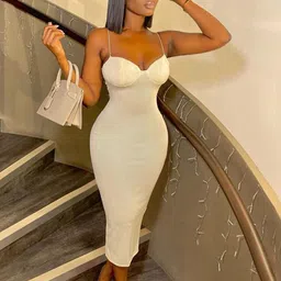 StyleCast Women Shoulder Straps Bodycon Midi Dress-image-29