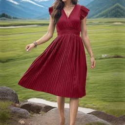 StyleCast Maroon V-Neck Flared Maxi Dress image 4