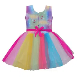 Wish Karo Girls Graphic Printed Net Fit & Flare Dress image 2