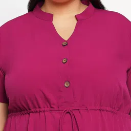 wild U Plus Size Mandarin Collar Fit & Flare Dress image 2