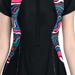 ROVARS Abstract Printed A-Line Swimming Dress image 3