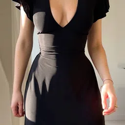 StyleCast Black V-Neck Bell Sleeves Sheath Dress-picture-26