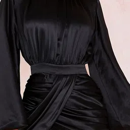 LULU & SKY High Neck Flared Sleeves Sheath Mini Dress image 2