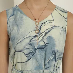 Indian Needle Abstract Printed V-Neck A-Line Midi Dress With Belt image 4