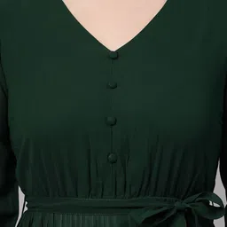 aayu Green Puff Sleeve Georgette Fit & Flare Maxi Dress image 2