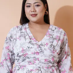 U&F Beyond Floral Print Puff Sleeve Georgette Fit & Flare Midi Dress image 2