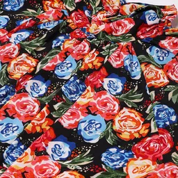 BAESD Floral Print Mock Neck Puff Sleeve Crepe A-Line Dress image 2