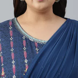 W Plus Size Ethnic Motifs Printed Round Neck Maxi Ethnic Dress image 2