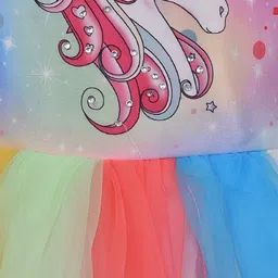 Wish Karo Girls Graphic Printed Net Fit & Flare Dress image 3