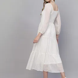 aayu Square Neck Georgette A-Line Midi Dress image 4