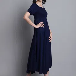 BAESD Square Neck Puff Sleeves Smocked Fit & Flare Midi Dress image 5