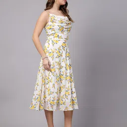 aayu Floral Printed Shoulder Straps Fit & Flare Georgette Midi Dress image 5