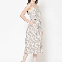 BAESD Floral Print Shoulder Straps Fit & Flare Midi Dress image 4