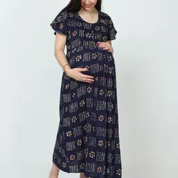 9shines Label Printed Flared Sleeve Maternity A-line Maxi Dress image 2