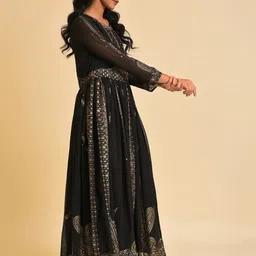 WISHFUL Ethnic Motifs Printed Embroidered Fit & Flare Maxi Ethnic Dress image 3