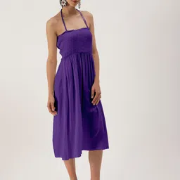 DressBerry Square Neck Smocked Midi Dress-image-61