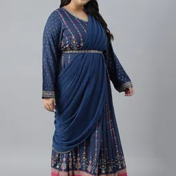 W Plus Size Ethnic Motifs Printed Round Neck Maxi Ethnic Dress image 3