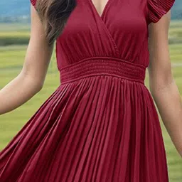 StyleCast Maroon V-Neck Flared Maxi Dress image 2