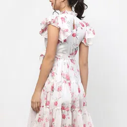 MISS AYSE Floral Printed Georgette Fit & Flare Dress image 4