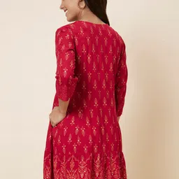 Globus Sequinned Yoke Tie-Up Neck A-Line Dress image 4