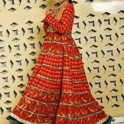AKS Couture Ethnic Motifs Printed Cotton Fit & Flare Maxi Ethnic Dress image 4