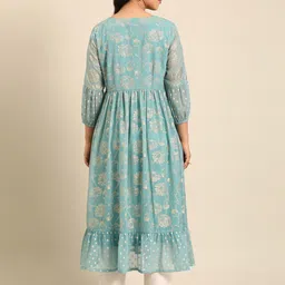 IMARA Floral Printed Pleated Printed Anarkali Kurta with Trousers image 4